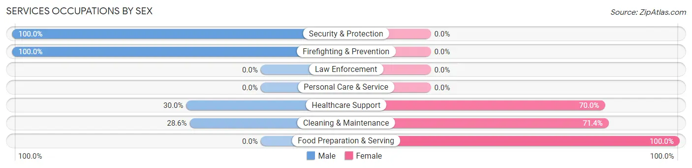 Services Occupations by Sex in Zip Code 17952