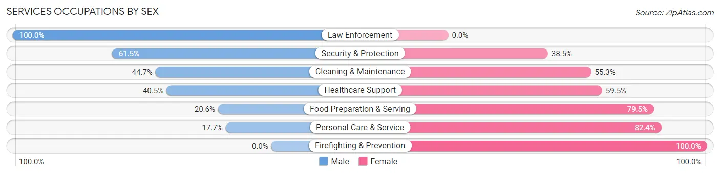 Services Occupations by Sex in Zip Code 17961