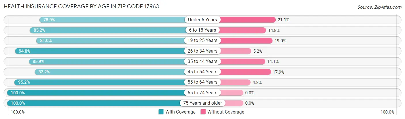 Health Insurance Coverage by Age in Zip Code 17963