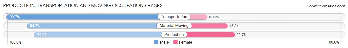 Production, Transportation and Moving Occupations by Sex in Zip Code 17972