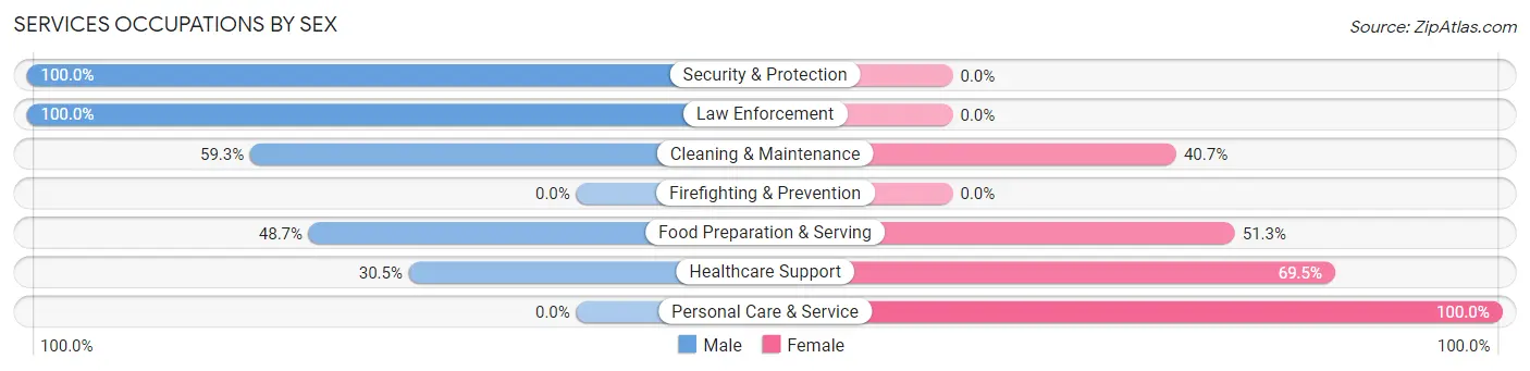 Services Occupations by Sex in Zip Code 17972