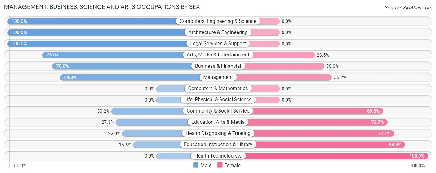 Management, Business, Science and Arts Occupations by Sex in Zip Code 17976