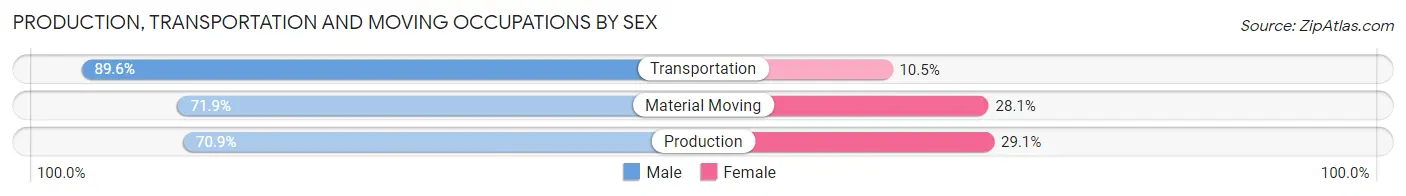 Production, Transportation and Moving Occupations by Sex in Zip Code 17983