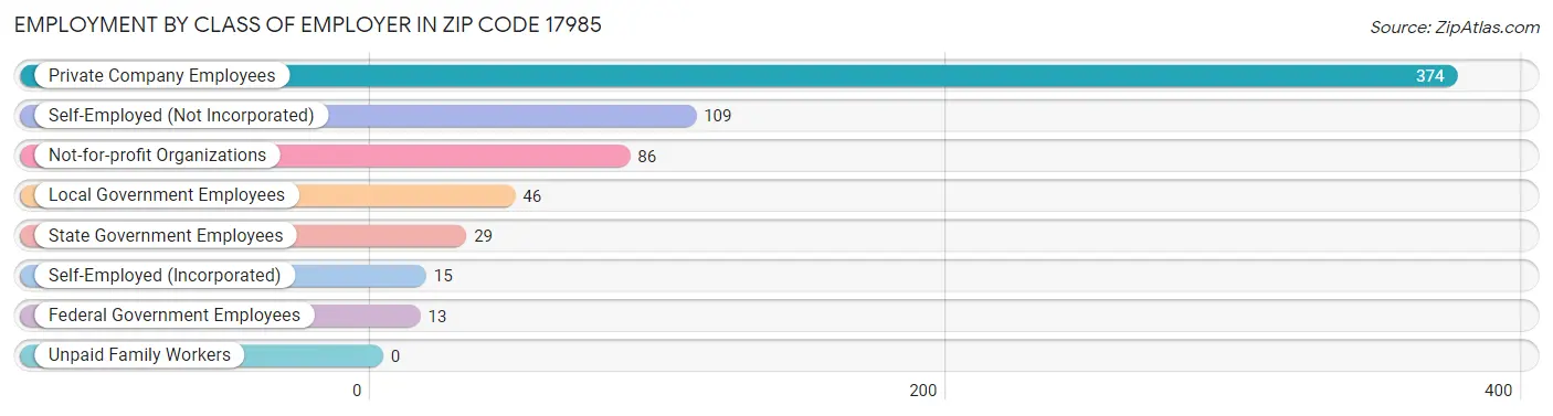 Employment by Class of Employer in Zip Code 17985