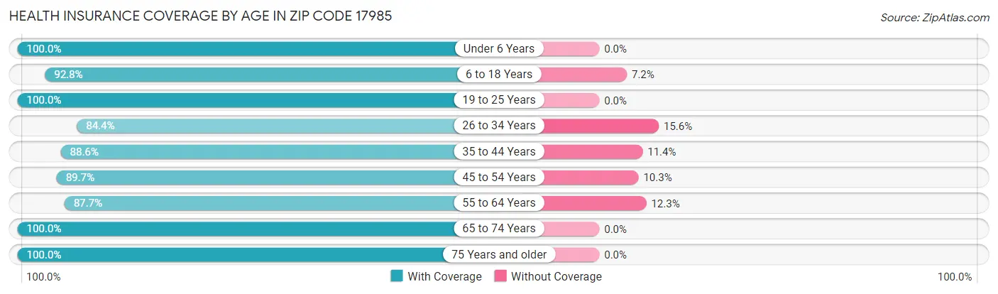 Health Insurance Coverage by Age in Zip Code 17985