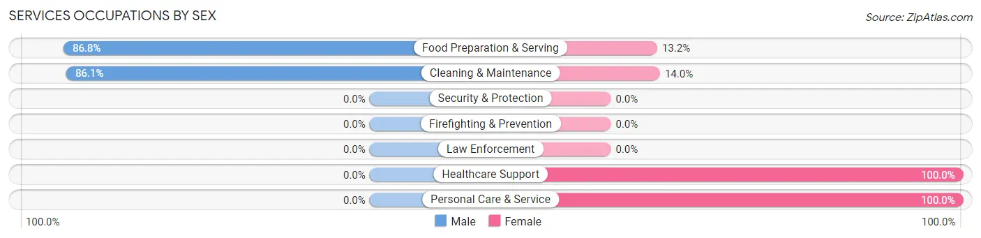 Services Occupations by Sex in Zip Code 18030