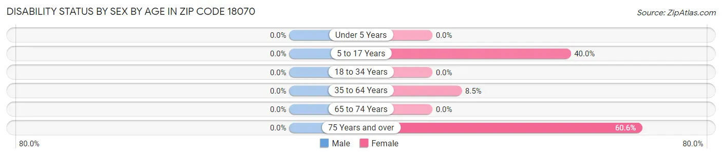 Disability Status by Sex by Age in Zip Code 18070