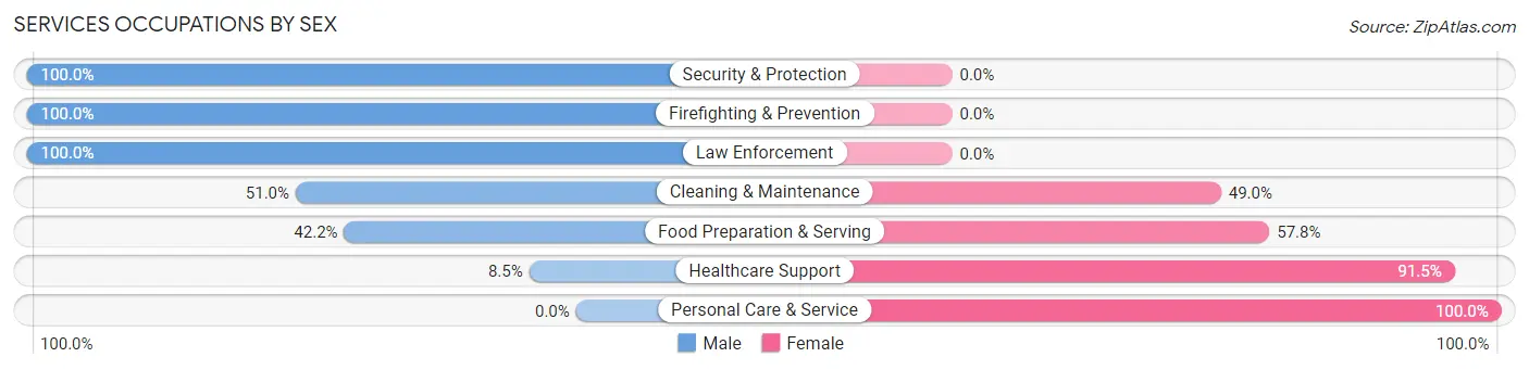 Services Occupations by Sex in Zip Code 18073