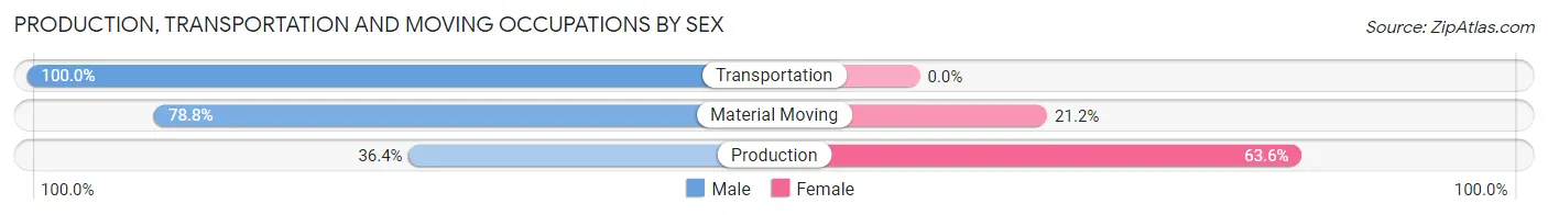 Production, Transportation and Moving Occupations by Sex in Zip Code 18216