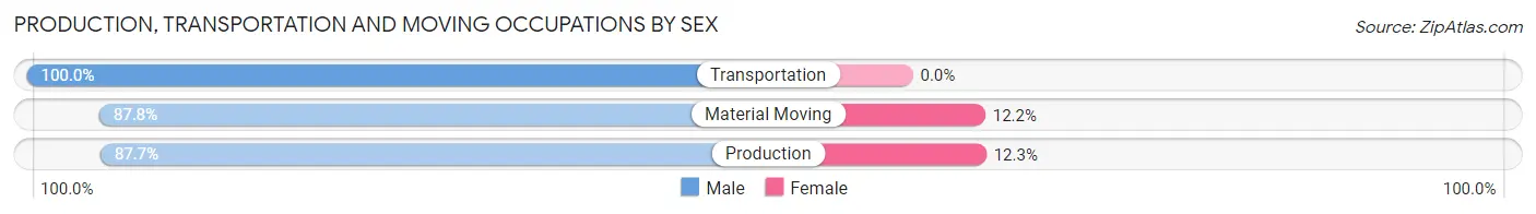 Production, Transportation and Moving Occupations by Sex in Zip Code 18218
