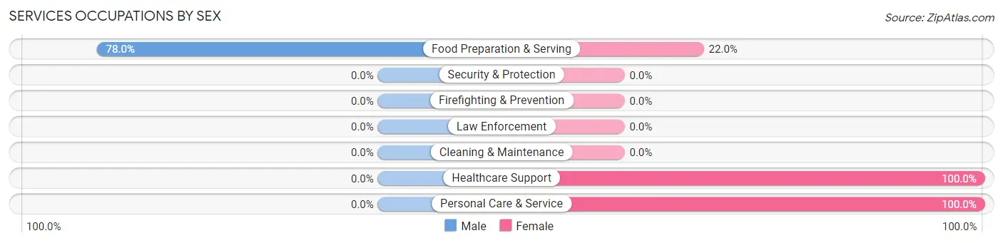 Services Occupations by Sex in Zip Code 18219