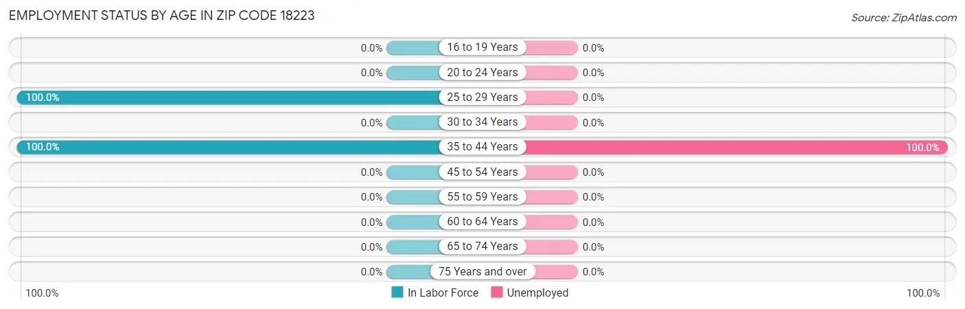 Employment Status by Age in Zip Code 18223
