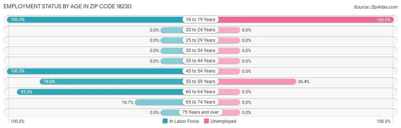 Employment Status by Age in Zip Code 18230