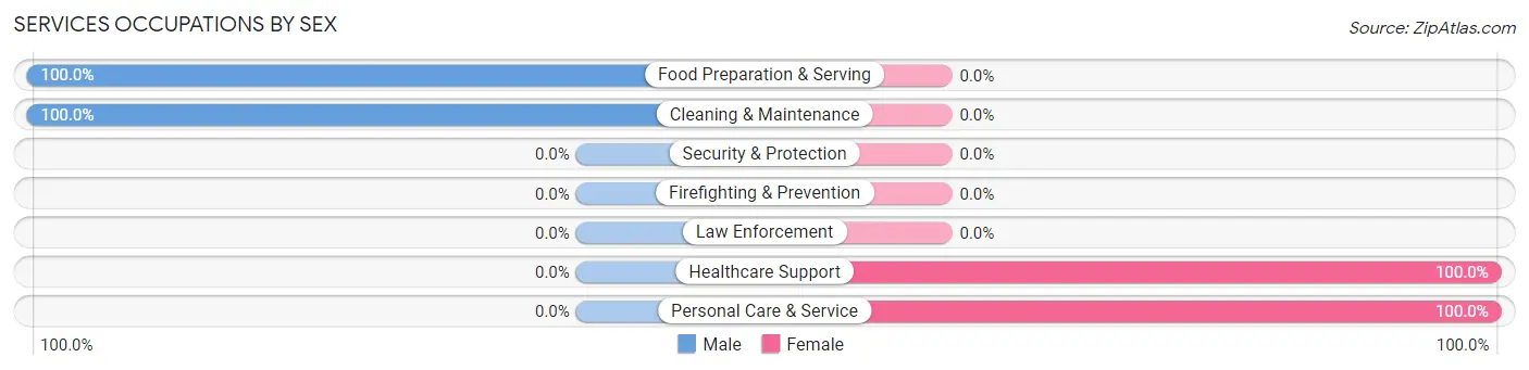 Services Occupations by Sex in Zip Code 18230