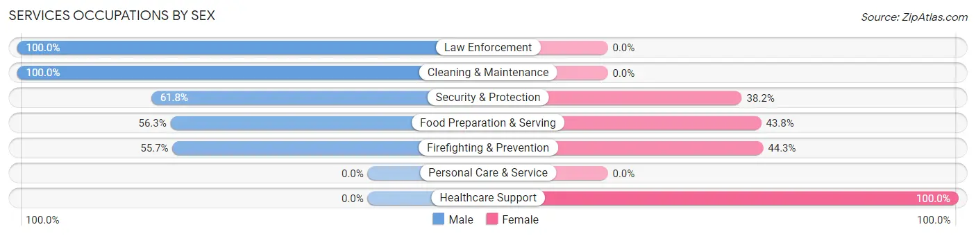 Services Occupations by Sex in Zip Code 18232