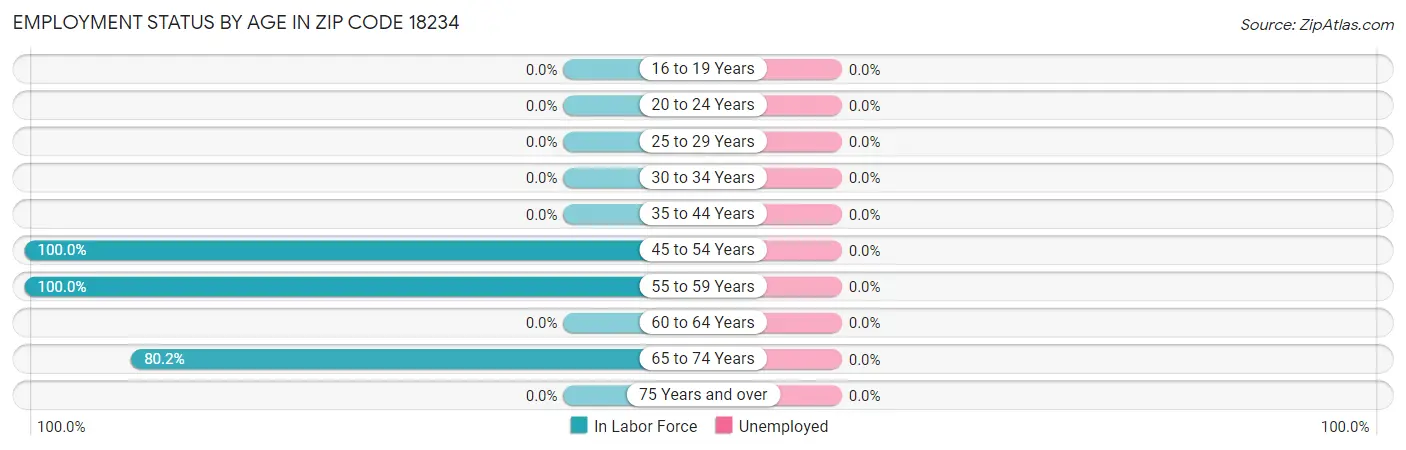 Employment Status by Age in Zip Code 18234
