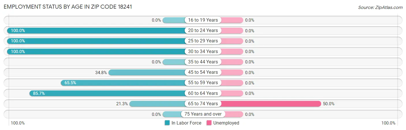 Employment Status by Age in Zip Code 18241