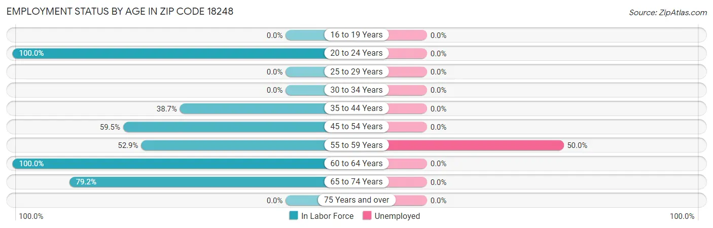 Employment Status by Age in Zip Code 18248