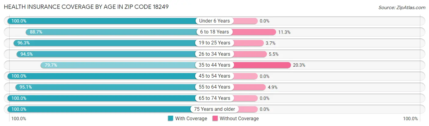 Health Insurance Coverage by Age in Zip Code 18249