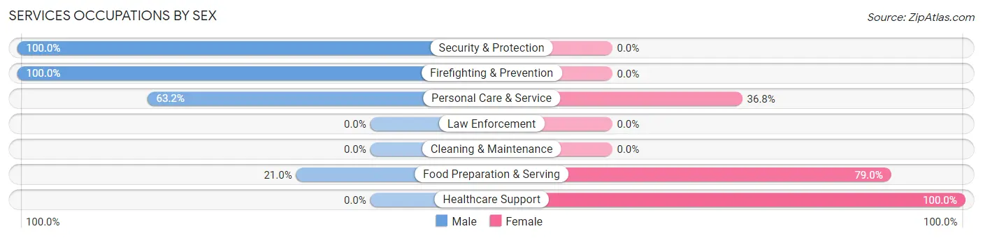 Services Occupations by Sex in Zip Code 18250