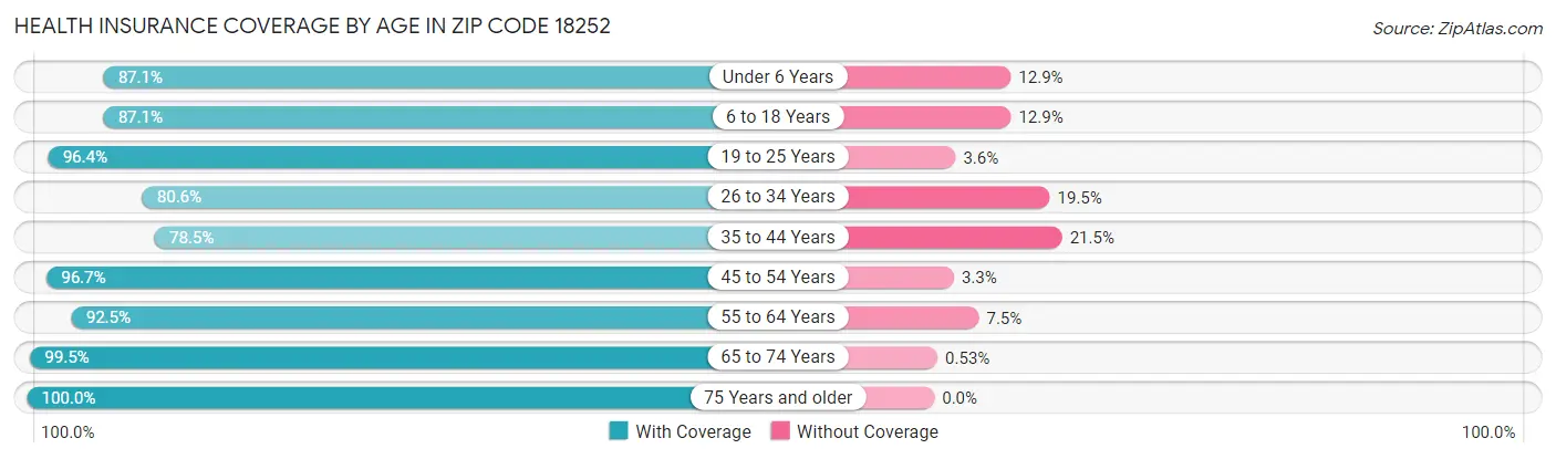 Health Insurance Coverage by Age in Zip Code 18252