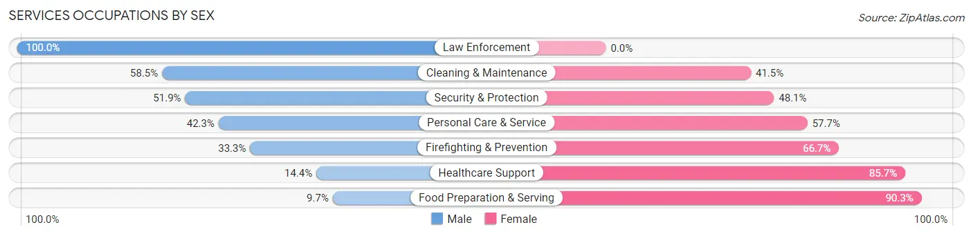 Services Occupations by Sex in Zip Code 18252