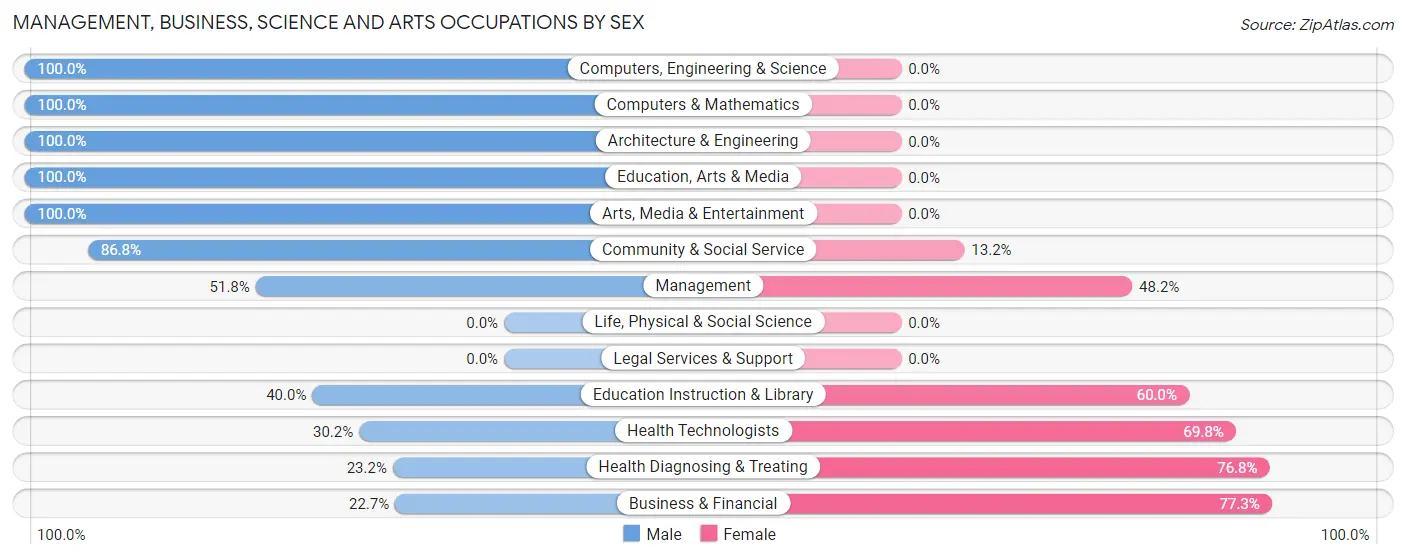 Management, Business, Science and Arts Occupations by Sex in Zip Code 18332