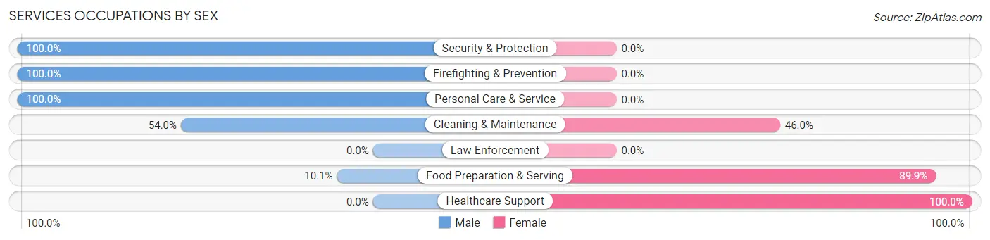 Services Occupations by Sex in Zip Code 18343