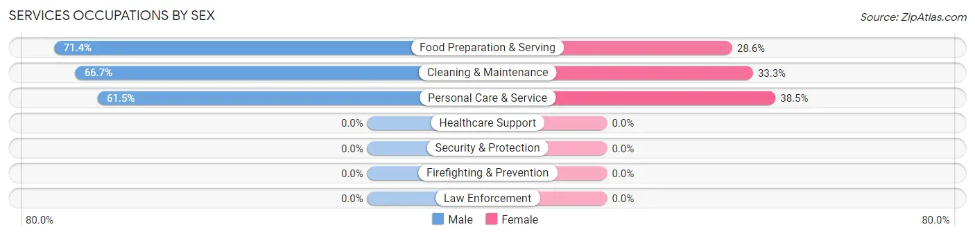 Services Occupations by Sex in Zip Code 18351