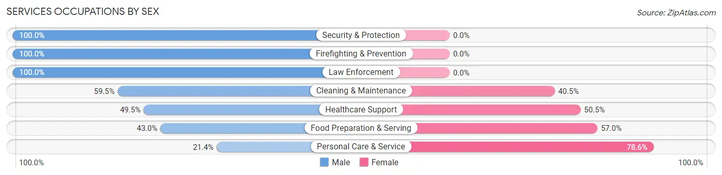 Services Occupations by Sex in Zip Code 18360