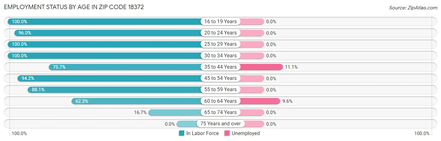 Employment Status by Age in Zip Code 18372