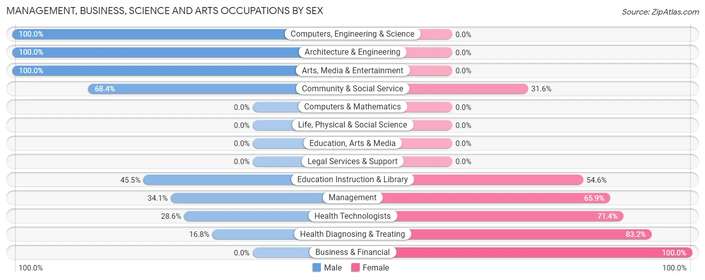 Management, Business, Science and Arts Occupations by Sex in Zip Code 18372