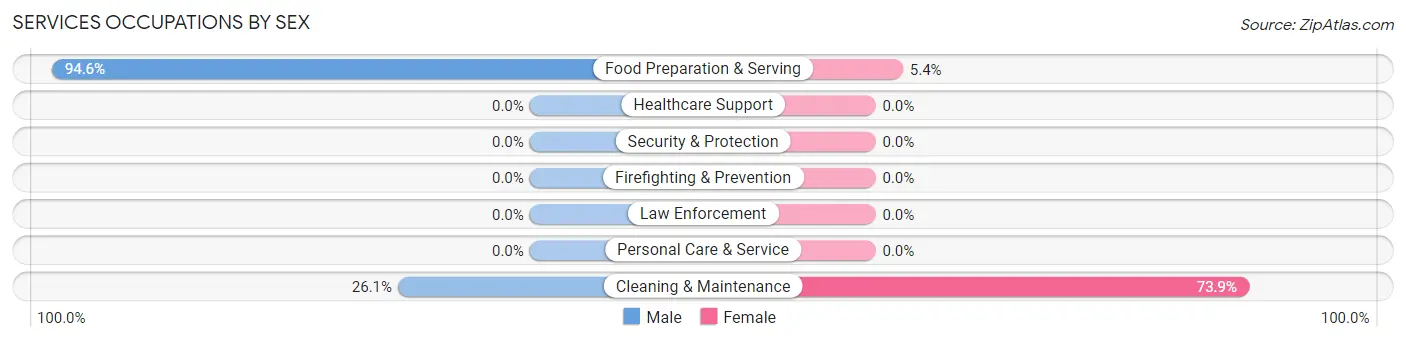 Services Occupations by Sex in Zip Code 18372