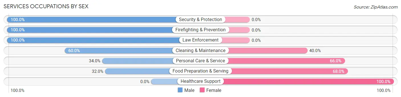 Services Occupations by Sex in Zip Code 18403