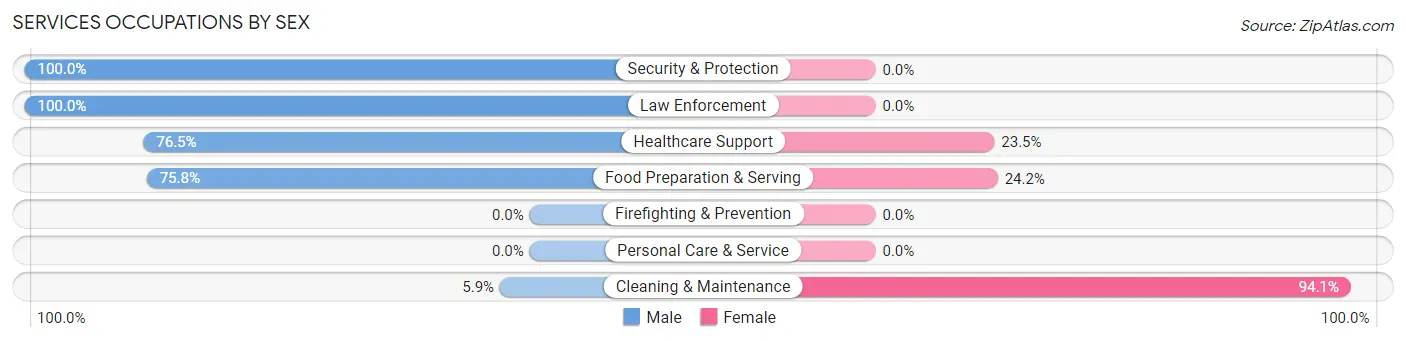 Services Occupations by Sex in Zip Code 18415