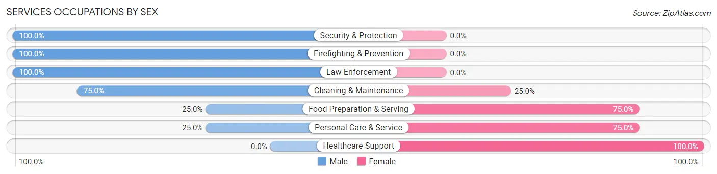 Services Occupations by Sex in Zip Code 18417