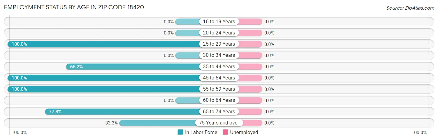 Employment Status by Age in Zip Code 18420