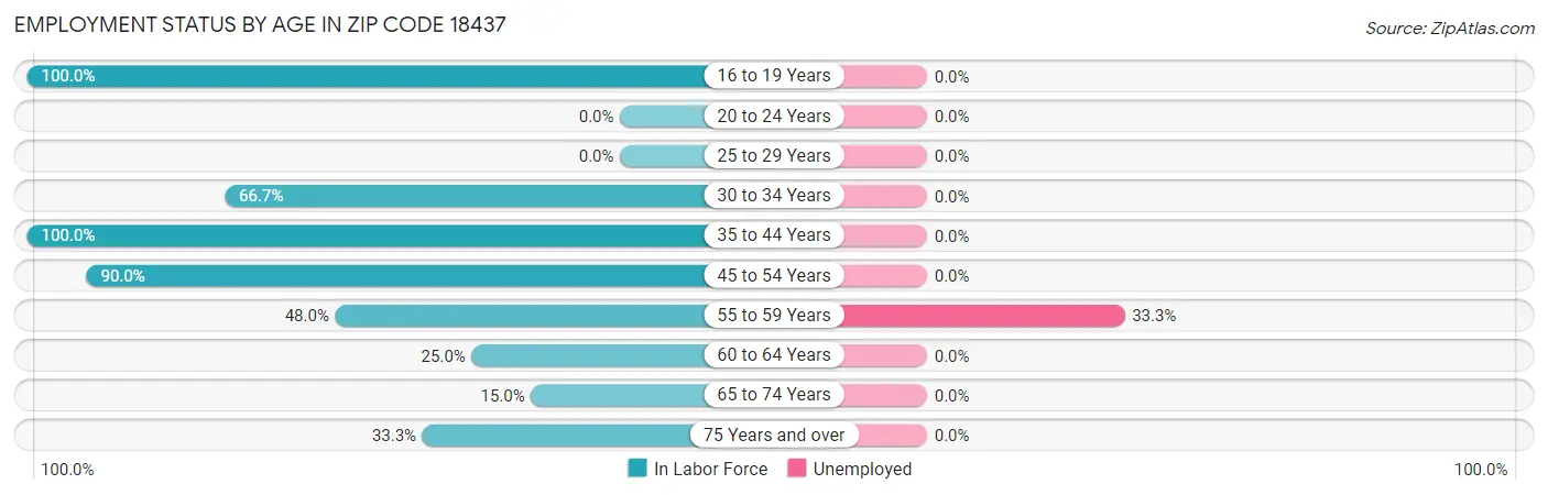 Employment Status by Age in Zip Code 18437
