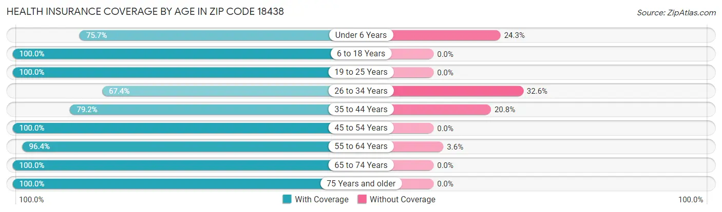 Health Insurance Coverage by Age in Zip Code 18438
