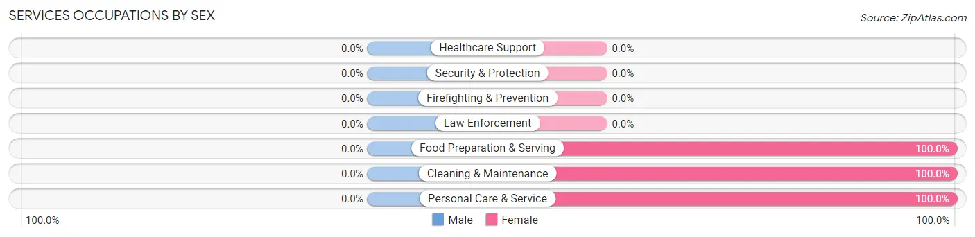 Services Occupations by Sex in Zip Code 18439
