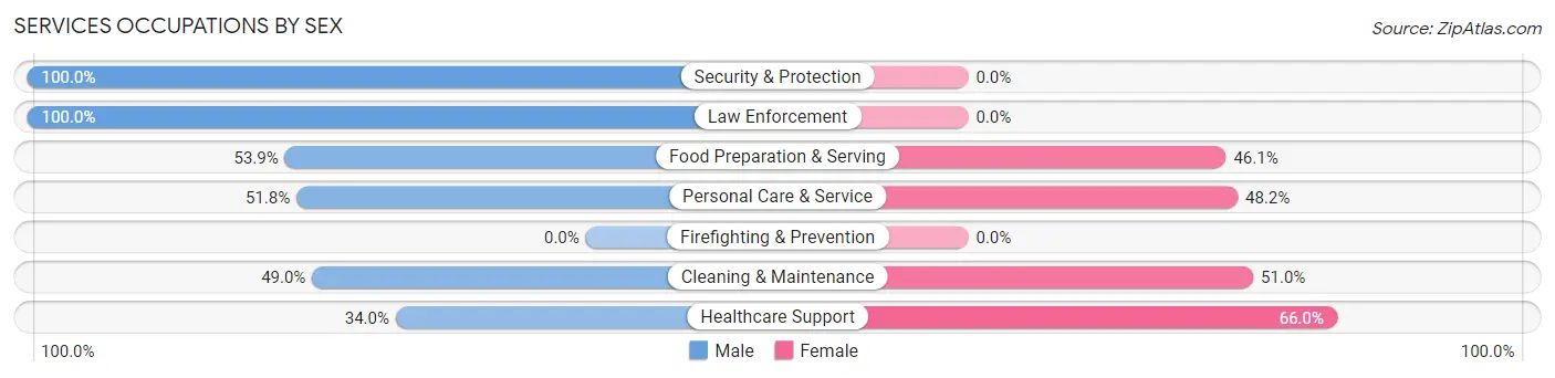 Services Occupations by Sex in Zip Code 18447