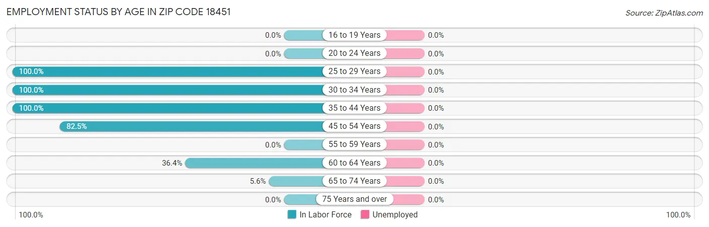 Employment Status by Age in Zip Code 18451