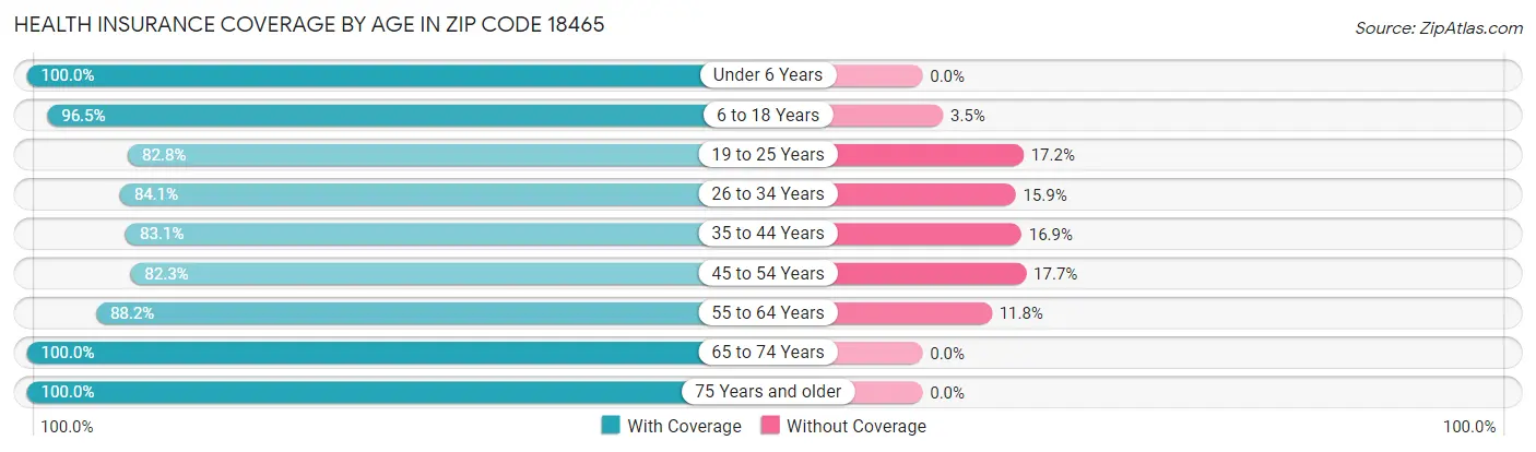 Health Insurance Coverage by Age in Zip Code 18465