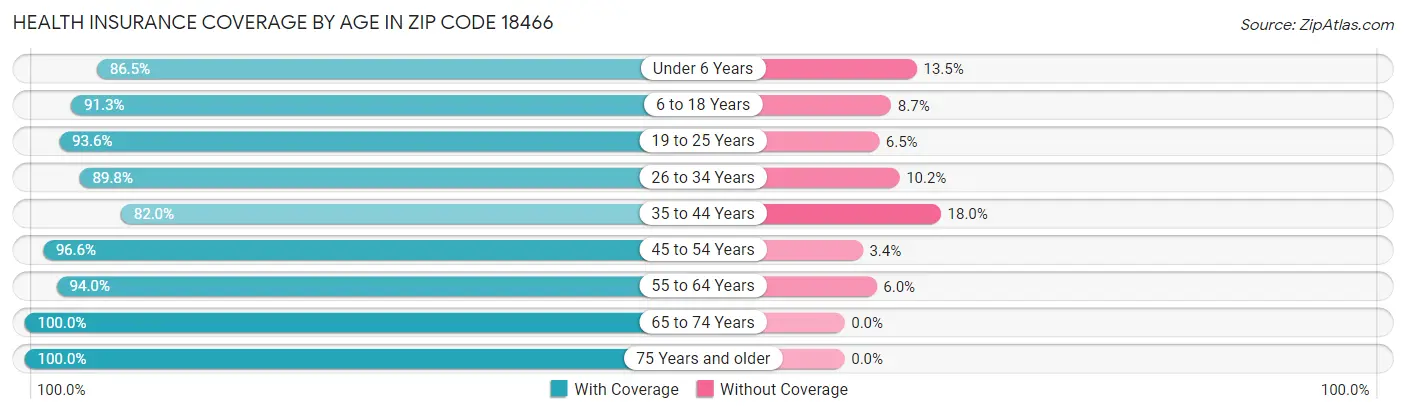 Health Insurance Coverage by Age in Zip Code 18466