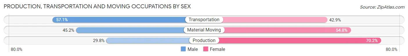 Production, Transportation and Moving Occupations by Sex in Zip Code 18470