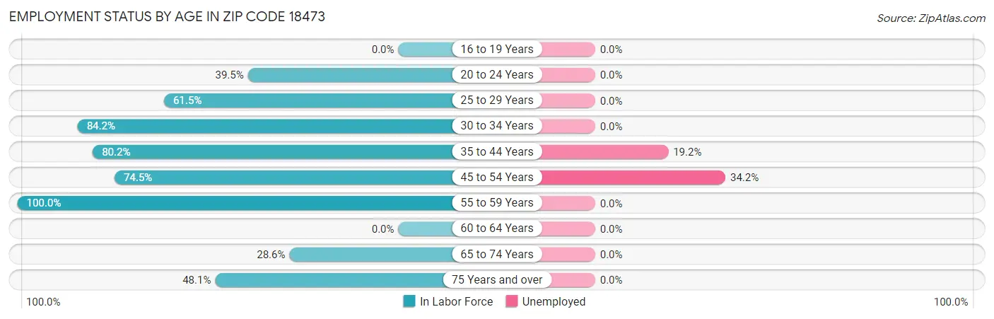 Employment Status by Age in Zip Code 18473