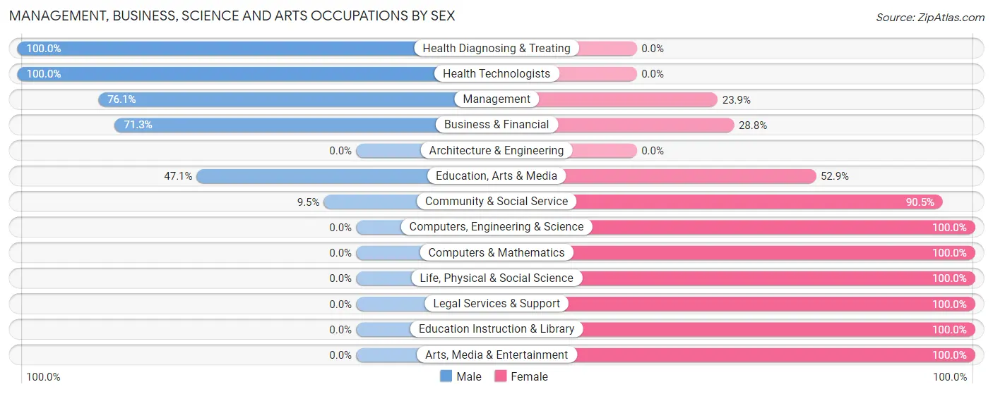 Management, Business, Science and Arts Occupations by Sex in Zip Code 18503