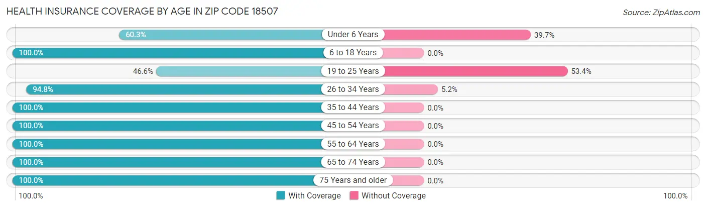 Health Insurance Coverage by Age in Zip Code 18507