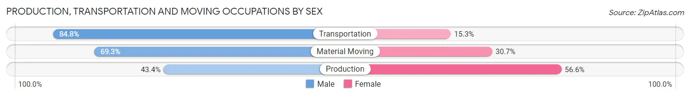 Production, Transportation and Moving Occupations by Sex in Zip Code 18509