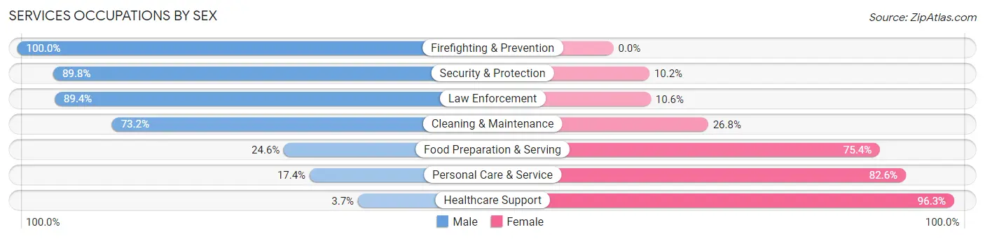 Services Occupations by Sex in Zip Code 18603